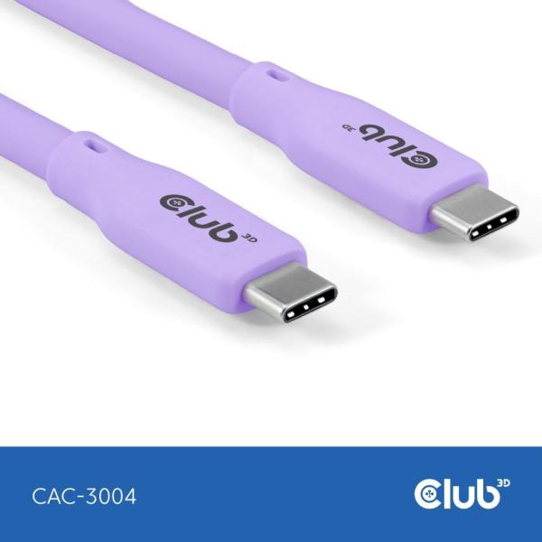 Club3D Kabel USB-C 4.0,  20Gbps,  4K60Hz,  PD 240W,  2m,  fialová