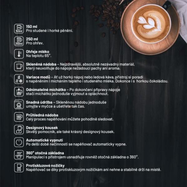 Lauben Milk Frother 600BG - napěňovač mléka5