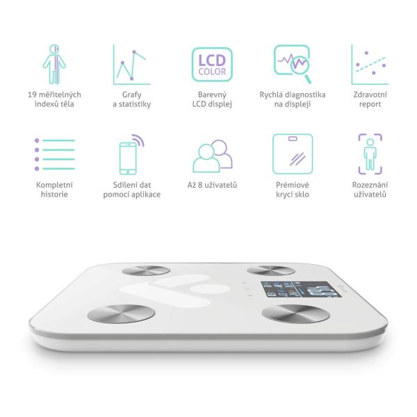 TrueLife FitShape S6 BT - Bioelektrická impedanční bluetooth váha - bílá2