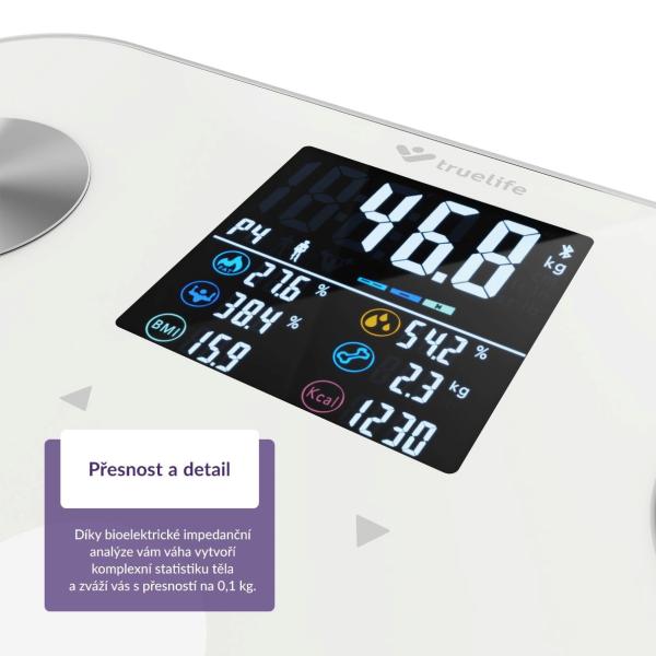TrueLife FitShape S6 BT - Bioelektrická impedanční bluetooth váha - bílá4