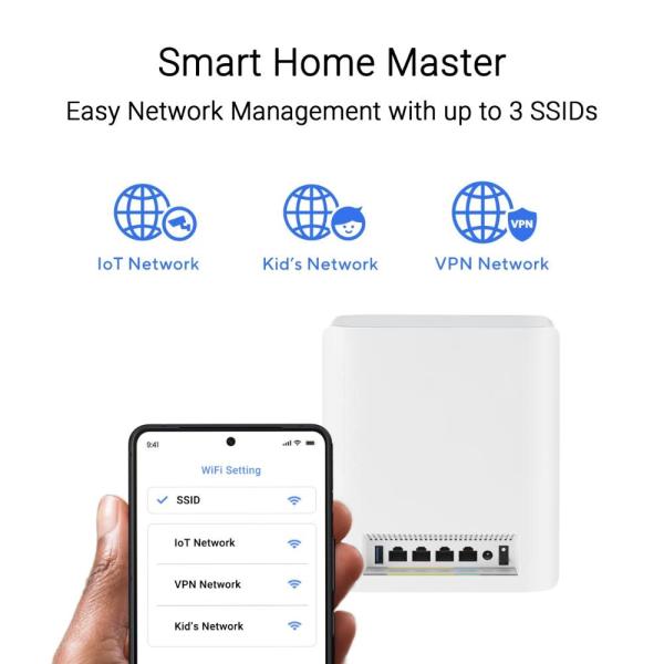 ASUS ZenWifi BT8 1-pack, WiFi7 Extendable Router, AiMesh, 1x WAN, 3x LAN, 1x 3.010