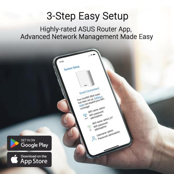 ASUS ZenWifi BD4 1-pack,  WiFi7 Extendable Router,  AiMesh,  2x WAN/ LAN12