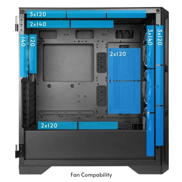 CHIEFTEC skříň APEX LUMO,  E-ATX,  1x USB-C 3.2,  2x USB 3.0,  4x 140mm ARGB Fan,  ARGB Hub,  černá5