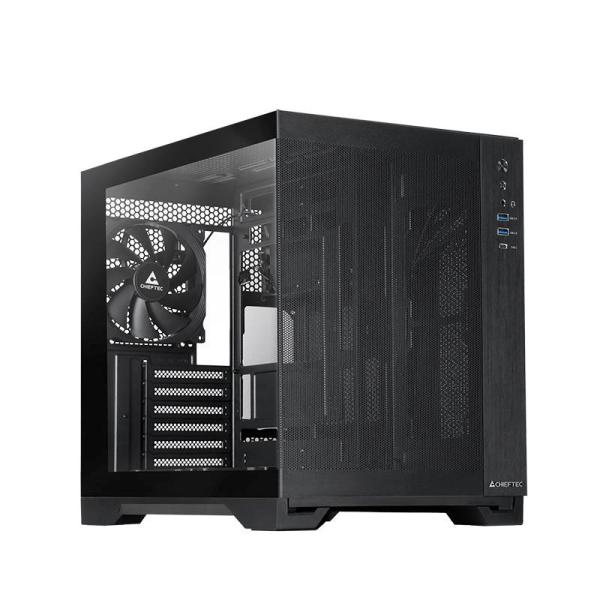 CHIEFTEC skříň VISIO AIR,  ATX,  1x USB-C 3.2,  2x USB 3.0,  3x 140mm Fan,  černá