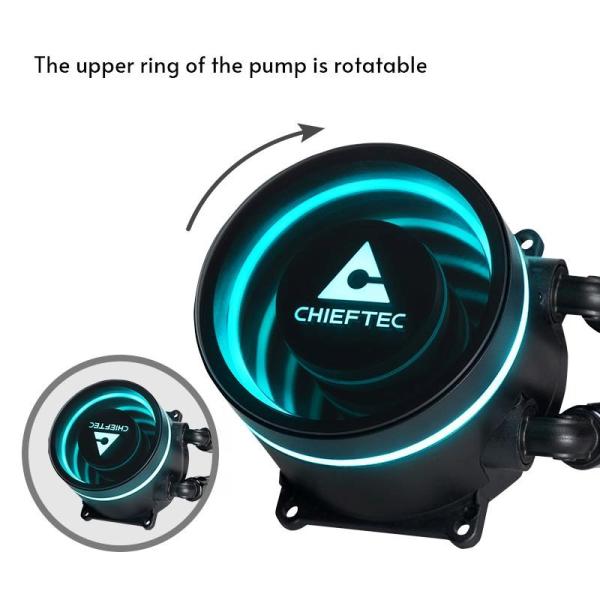 CHIEFTEC vodní chlazení CPU Iceberg 360 Dark,  3x120mm,  ARGB vodní blok,  LGA1851,  AM5,  černá4