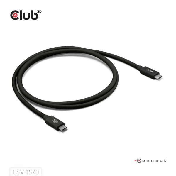 Club3D Kabel USB4 v2 Typ-C,  80Gbps,  Certifikovaný kabel,  4K540Hz,  8K240Hz,  16K60Hz,  PD 240W,  1, 2m3