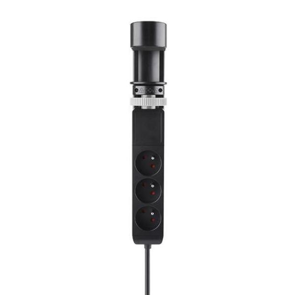 Solight 3z + USB A+C přenosné stolní zásuvky,  2m,  černá,  USB rychlonabíječka 20W PD2
