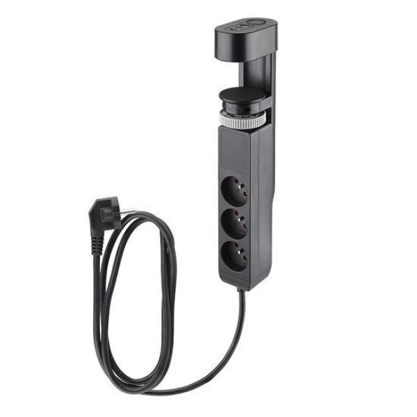 Solight 3z + USB A+C přenosné stolní zásuvky,  2m,  černá,  USB rychlonabíječka 20W PD3