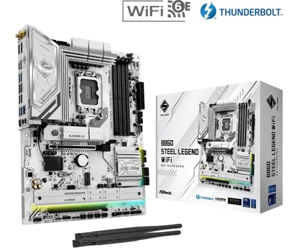 ASRock MB Sc LGA1851 B860 Steel Legend WiFi,  Intel B860,  4xDDR5,  1xThunderbolt,  1xDP,  1xHDMI,  WiFi,  ATX