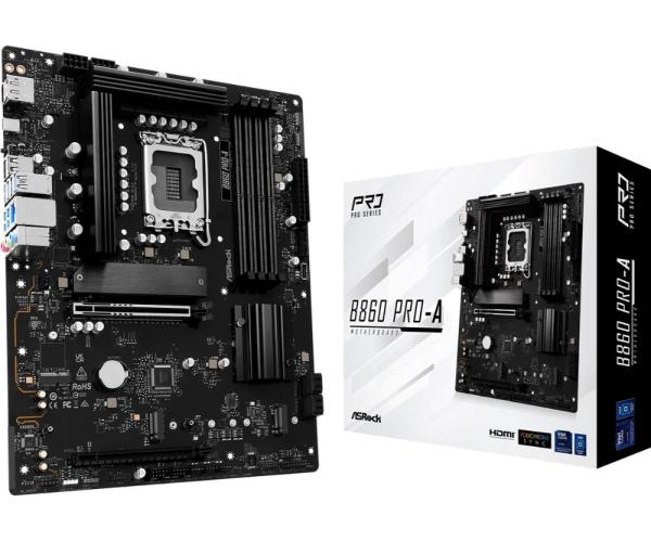 ASRock MB Sc LGA1851 B860 Pro-A,  Intel B860,  4xDDR5,  1xDP,  1xHDMI,  ATX