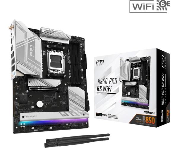 ASRock MB Sc AM5 B850 Pro RS WiFi,  AMD B850,  4xDDR5,  1xUSB-C,  HDMI,  WiFi,  ATX