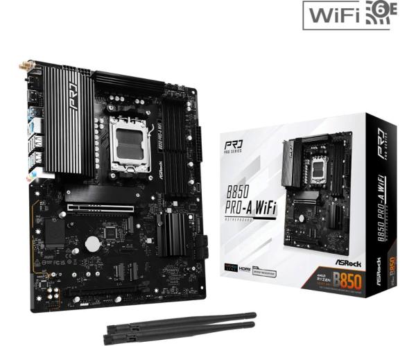 ASRock MB Sc AM5 B850 Pro-A WiFi,  AMD B850,  4xDDR5,  1xUSB-C,  1xHDMI,  WiFi,  ATX