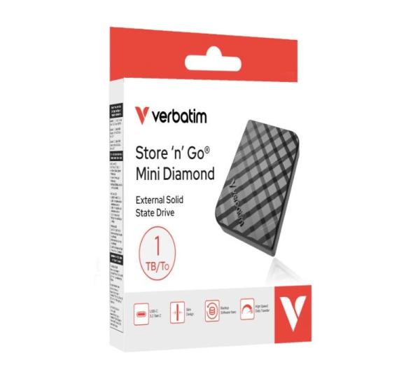 VERBATIM Externí SSD 512GB Store "n" Go Mini Diamond,  USB-C,  černá3