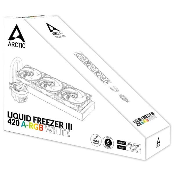ARCTIC Vodní chladič Liquid Freezer III 420 ARGB, 3x140mm, AM5, LGA1851, bílá6