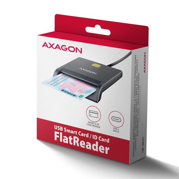 AXAGON CRE-SM3TC, USB-C FlatReader čítačka kontaktných kariet ID card (eID klient), kábel 1.2 m5