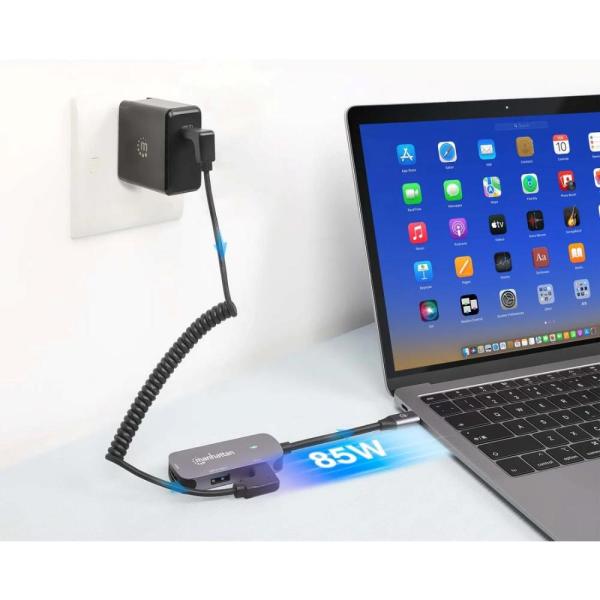 MANHATTAN Dokovací stanice USB-C 3v1,  1xHDMI,  1xUSB-C,  1xUSB,  šedá1