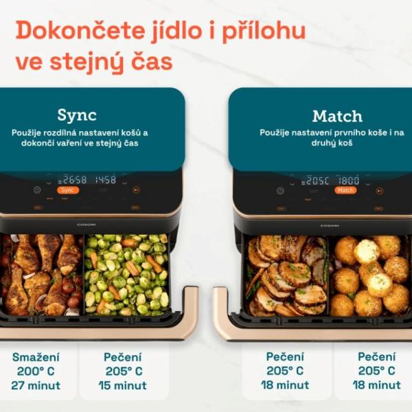 BAZAR - Cosori TF101S Dual blaze TwinFry 10l hozkovzdušná fritéza - Poškozený obal (Komplet)3