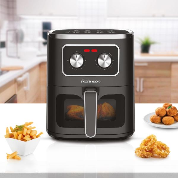 Rohnson horkovzdušná fritéza, 1450 W,  5 l, časovač, automatické vypnutí, ochrana proti přehřátí5