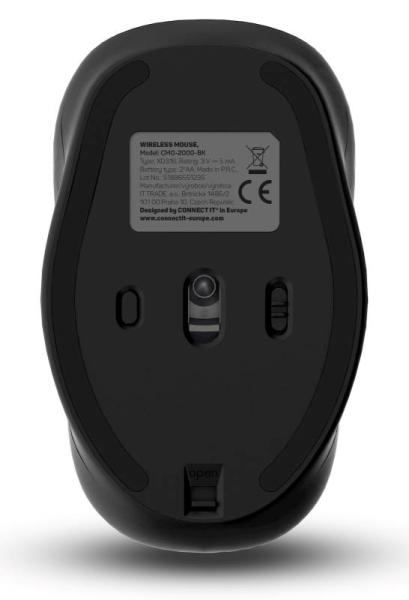 CONNECT IT LONG LIFE bezdrátová tichá myš, USB, (+ 2x AA baterie zdarma), černá2