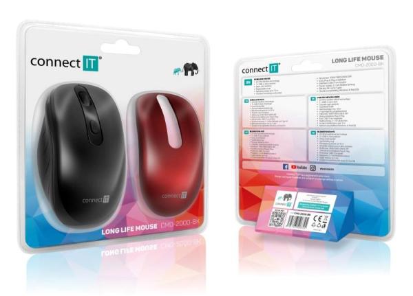 CONNECT IT LONG LIFE bezdrátová tichá myš, USB, (+ 2x AA baterie zdarma), černá6