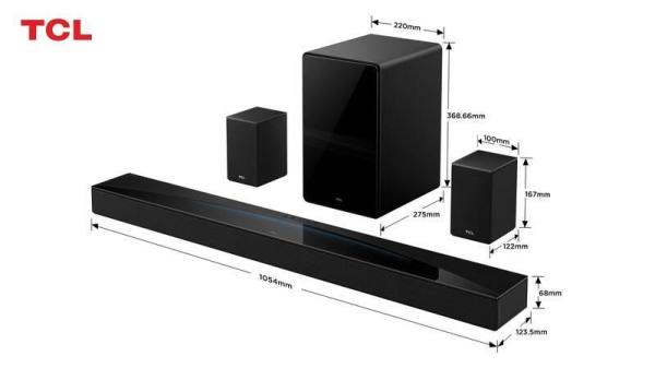 TCL Q85HE soundbar 7.1.4,  860 W,  Bluetooth 5.1,  WiFi 5,  Dolby Atmos,  Dolby TrueHD,  Dolby Digital Plus,  subwoofer,  černá10