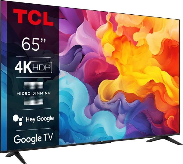TCL 65V6B 65" TV,  4K Ultra HD,  Smart,  Dolby Audio,  Google TV,  Miracast,  Bluetooth,  WiFi,  ALLM1