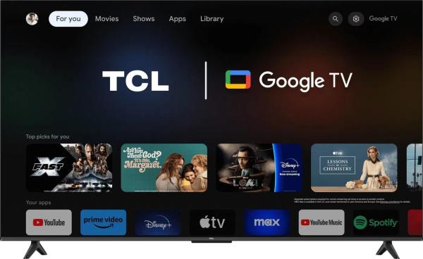TCL 65V6B 65" TV,  4K Ultra HD,  Smart,  Dolby Audio,  Google TV,  Miracast,  Bluetooth,  WiFi,  ALLM7