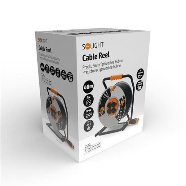 Solight 4z prodlužovací přívod - na bubnu, 40m guma H07RN-F, 3x 2, 5mm2, IP447
