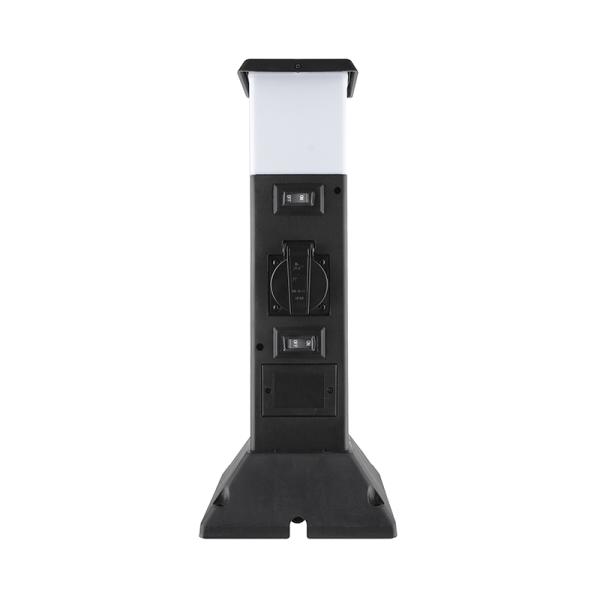 Solight zahradní sloupek IP44 s LED osvětlením,  plast,  2 zásuvky,  hranol,  černý2
