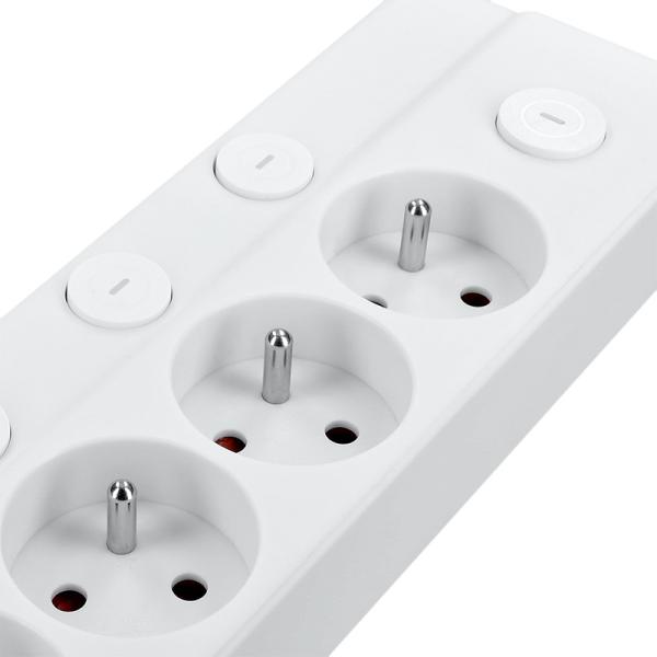Solight 6z prodlužovací přívod, 3m, 3 x 1mm2, bílý, 6+1 vypínač4