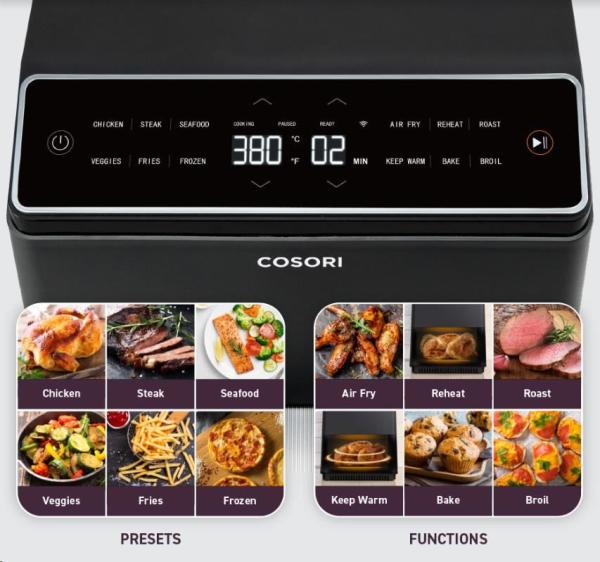 BAZAR - Cosori Dual Blaze 6.4L SMART horkovzdušná  fritéza + 5x špíz a gril. rošt, grey - Poškozený kus1