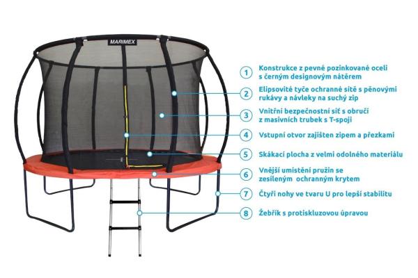 Marimex Premium  trampolína 396 cm + vnitřní ochranná síť + schůdky ZDARMA4