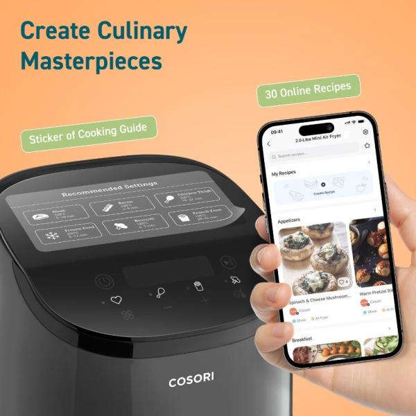 BAZAR - Cosori Lite 2.0L Mini PRO – horkovzdušná digitální fritéza - Poškozený obal (Komplet)9
