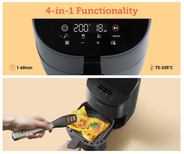 BAZAR - Cosori Lite 2.0L Mini PRO – horkovzdušná digitální fritéza - Poškozený obal (Komplet)4