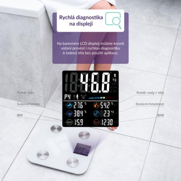 BAZAR - TrueLife FitScale W6 BT - Bioelektrická impedanční bluetooth váha - bílá - Poškozený obal (Komplet)1