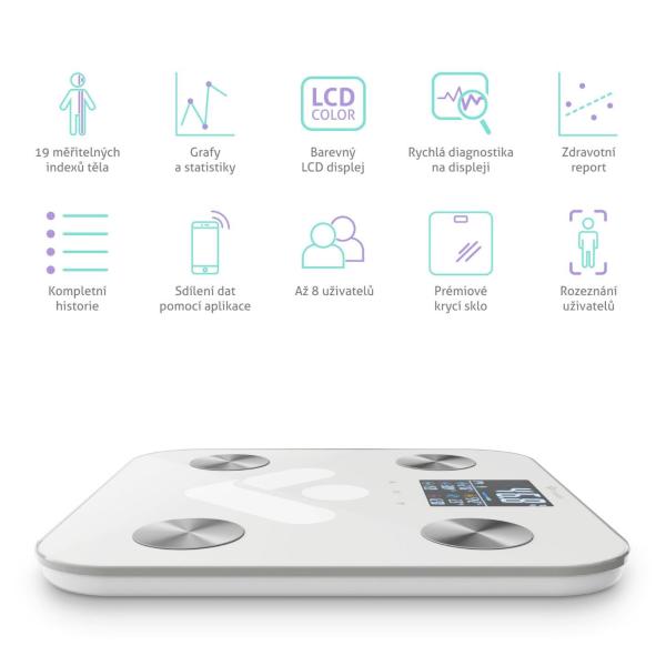 BAZAR - TrueLife FitScale W6 BT - Bioelektrická impedanční bluetooth váha - bílá - Poškozený obal (Komplet)2