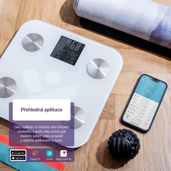 BAZAR - TrueLife FitScale W6 BT - Bioelektrická impedanční bluetooth váha - bílá - Poškozený obal (Komplet)5