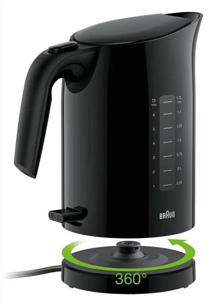 Braun WK 3100 BK PurEase rychlovarná konvice,  2200 W,  otočná základna,  1.7 l,  automatické vypnutí,  černá2