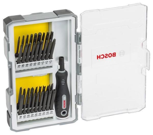 Bosch sada 37 kusů šroubovacích nástavců s rukojetí PH,  PZ,  SL,  TH,  TQ,  H,  TW,  SP,  R a držákem