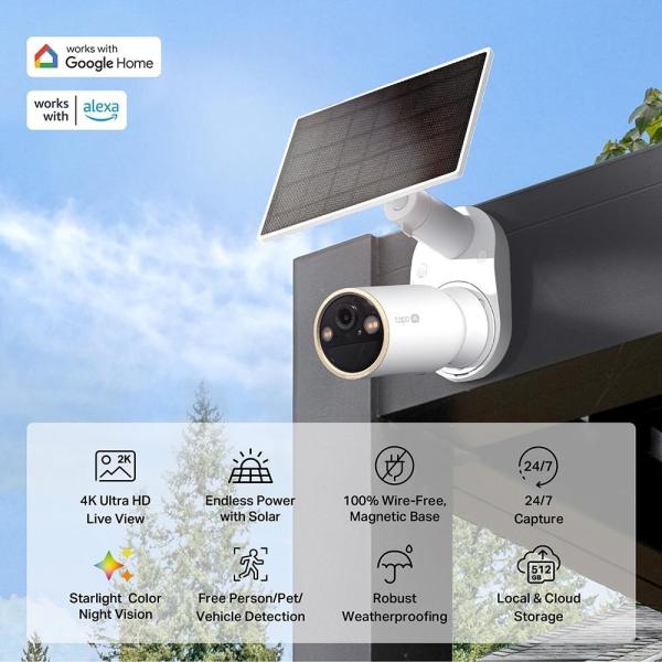 TP-Link Tapo C460 KIT venkovní kamera,  solární panel (8MP,  4K,  2160p,  IR 15m,  WiFi,  micro SD card,  IP66)3