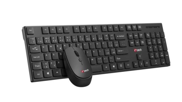 C-TECH klávesnice s myší WLKMC-03, Bezdrátový set 2.4GHz, CZ, Černá