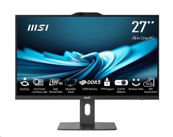 MSI PC AiO PRO AP272P 14M-886XEU, i7-14700, 27" FHD, Anti-Glare, Non-touch, 16GB, 1TB SSD, N A, No OS, Black