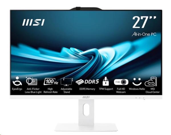 MSI PC AiO PRO AP272P 14M-887XEU, i7-14700, 27" FHD, Anti-Glare, Non-touch, 16GB, 1TB SSD, N/A, No OS, White0