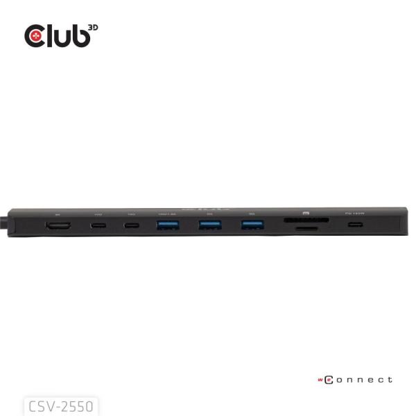 Club3D Dokovací stanice USB-C 10v1,  140W PD,  1xHDMI,  3xUSB-C,  3xUSB,  1xRJ45,  černá5
