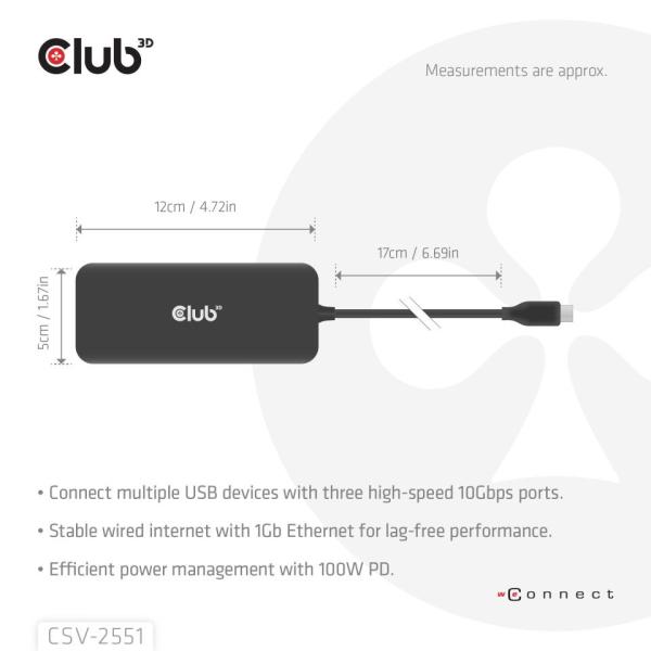 Club3D Dokovací stanice USB-C 8v1,  1xHDMI,  1xDP,  1xUSB-C,  2xUSB,  1xRJ45,  černá1