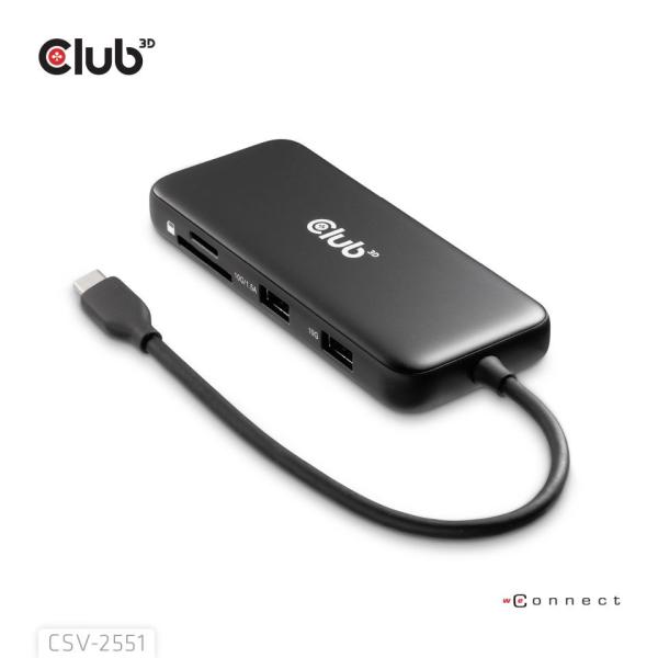 Club3D Dokovací stanice USB-C 8v1,  1xHDMI,  1xDP,  1xUSB-C,  2xUSB,  1xRJ45,  černá4