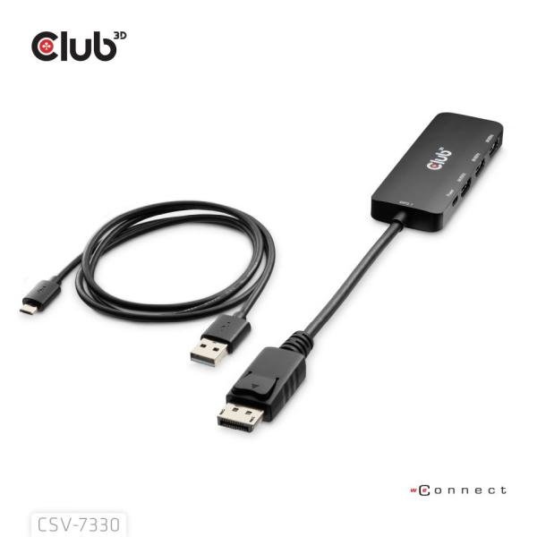 Club3D hub MST (Multi Stream Transport) DisplayPort 1.4 na 3x HDMI 8K60Hz (M/ F)3