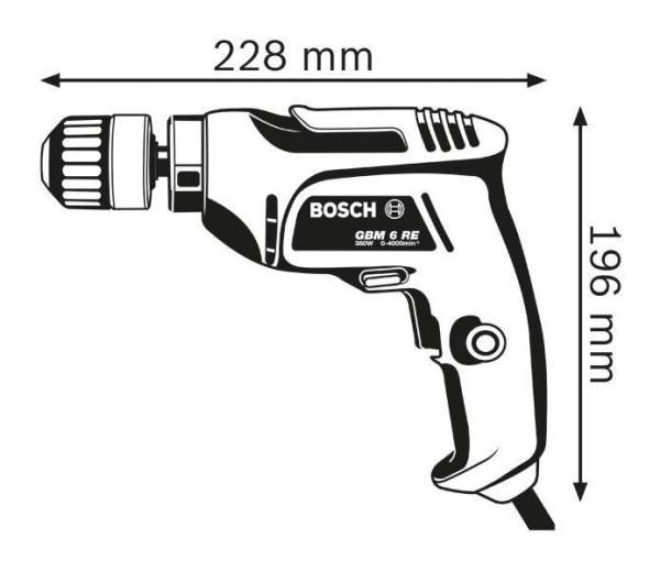 Bosch GBM 6 RE vrtačka,  350 W,  průměr do dřeva 15 mm,  do oceli 6, 5 mm,  upínací sklíčidlo s ozubeným věncem2