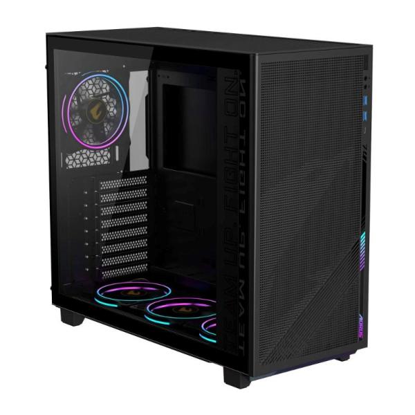 GIGABYTE case GB-AC400G ST,  Mid Tower,  1x USB-C,  2x USB3.0,  Průhledná bočnice,  4x ARGB 120mm Fan,  černá2