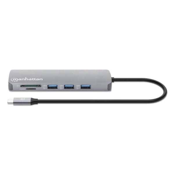 MANHATTAN Dokovací stanice USB-C 9v1, HDMI, USB-C 3.0, USB-C PD 100W, 3xUSB-A 3.0, SD microSD, RJ452